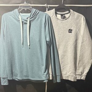 Under Armour Teal Hoodie and Light Gray Sweatshirt Duo
